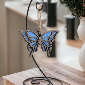 Blue Butterfly Suncatcher Memorial Ornament Sympathy Gift | Loss of Loved One Sign from Heaven