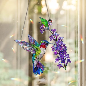 Holographic Hummingbird Suncatcher: Acrylic Window Ornament