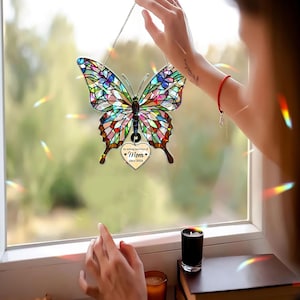 Holographic Butterfly Suncatcher: Memorial Gift for Mom