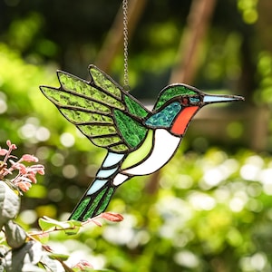 Stained Glass Birds Suncathcher,Stained Glass Hummingbird Window Hanging,Garden Decor,Birthday Gift,Glass Art,Mother's Day gift