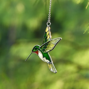 Hummingbird Stained Glass Suncatcher: Colorful Boho Window Decor