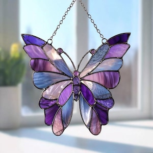 Purple Butterfly Window Hanging, Purple Butterfly Suncatcher, Acrylic Butterfly Art, Insect Lover Gift, Gift For Nature Lovers, Garden Decor